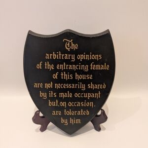 Vintage 70s Retro Humorous Man Cave Decor - Black & Gold Wood Decorative Plaque